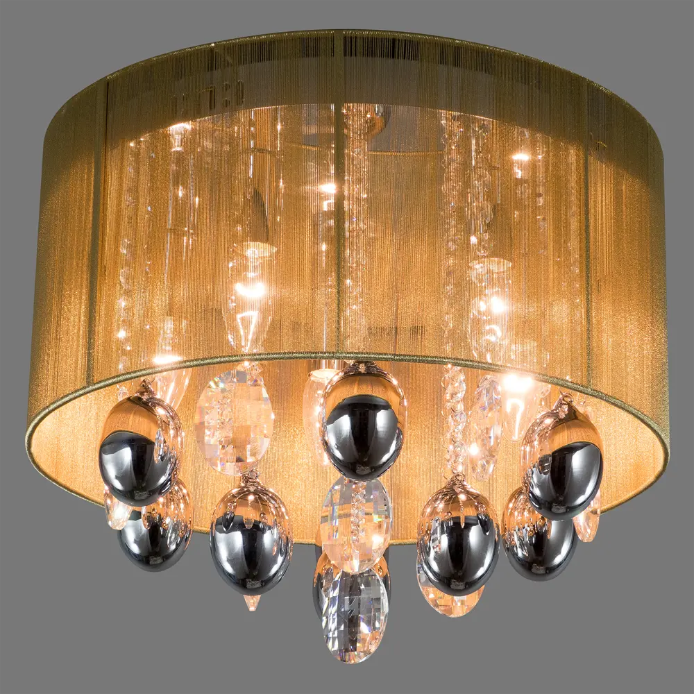 Люстра хрустальная подвесная Жаклин 5xE14x40 Вт, металл/текстиль, цвет хром/мультиколор MW-Light STLM-2017475 - Вид №2