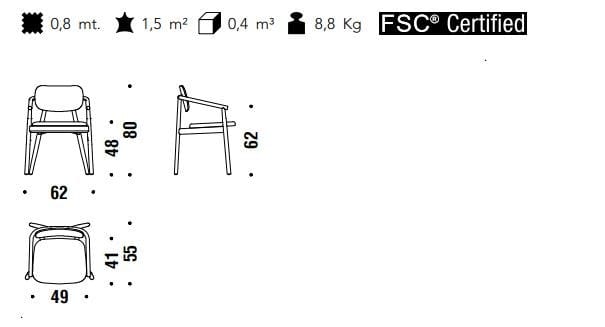 Стул из массива дерева со встроенной подушкой MOROSO Klara ARCH-00036218 - Вид №3