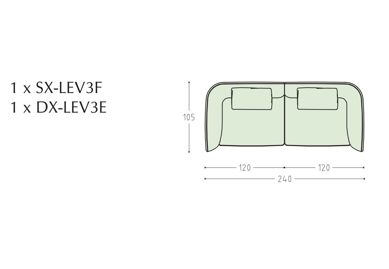 Модульный тканевый диван BLACK TIE LEVANTE ARCH-00038484 - Вид №2