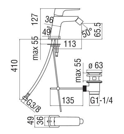 Смеситель для биде с поворотным горлышком Nobili Acquaviva ARCH-00049005 - Вид №1