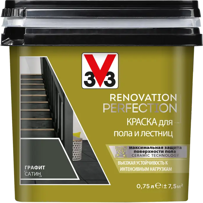 98294521 Краска для пола и лестниц V33 RENOVATION PERFECTION 119717 0.75 л, графит STLM-0859087