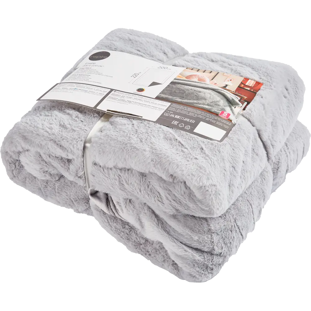 Плед Enalie Granit 5 200x220 см велсофт цвет светло-серый INSPIRE STLM-2038076 - Вид №2