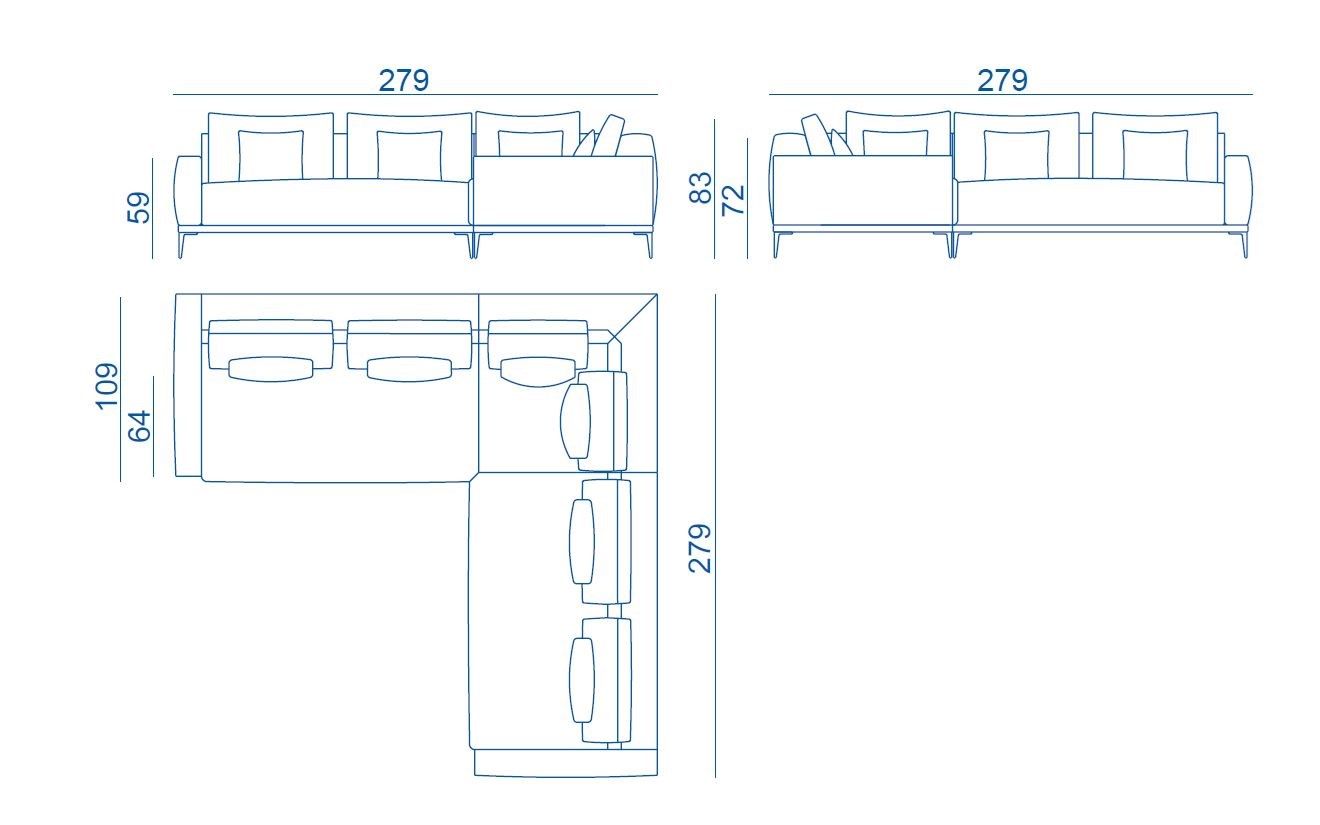 Угловой диван из ткани на 5 мест Lebom ALFIL ARCH-00095971 - Вид №3