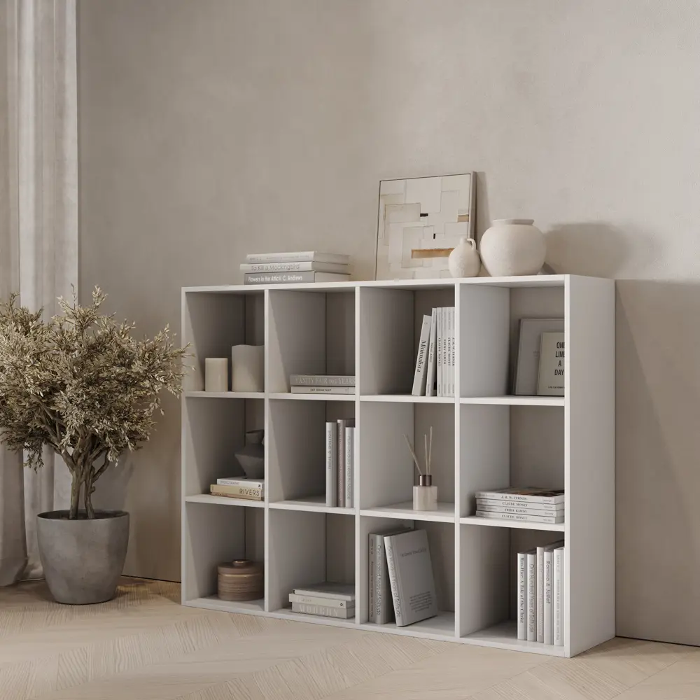 Стеллаж Spaceo KUB 12 секций 139.2x104.9x31.7 см ЛДСП цвет белый STLM-2101843