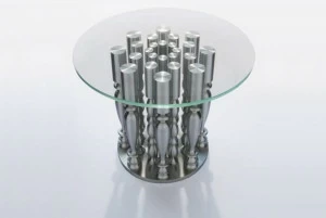 I + I Круглый журнальный столик с алюминиевым основанием и стеклянной столешницей
