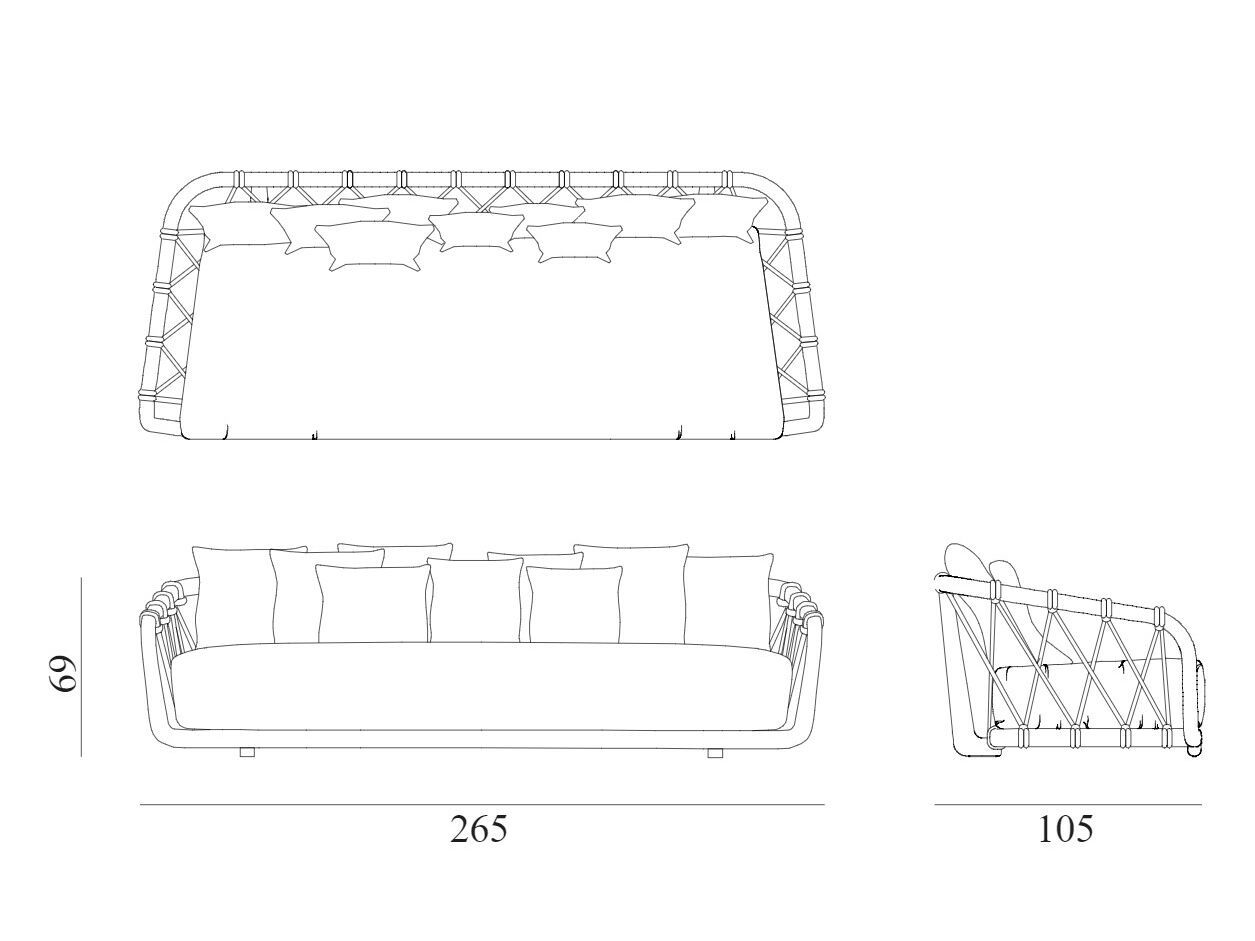 3-местный диван из красного дерева и ткани Exteta Sunset ARCH-00119067 - Вид №24