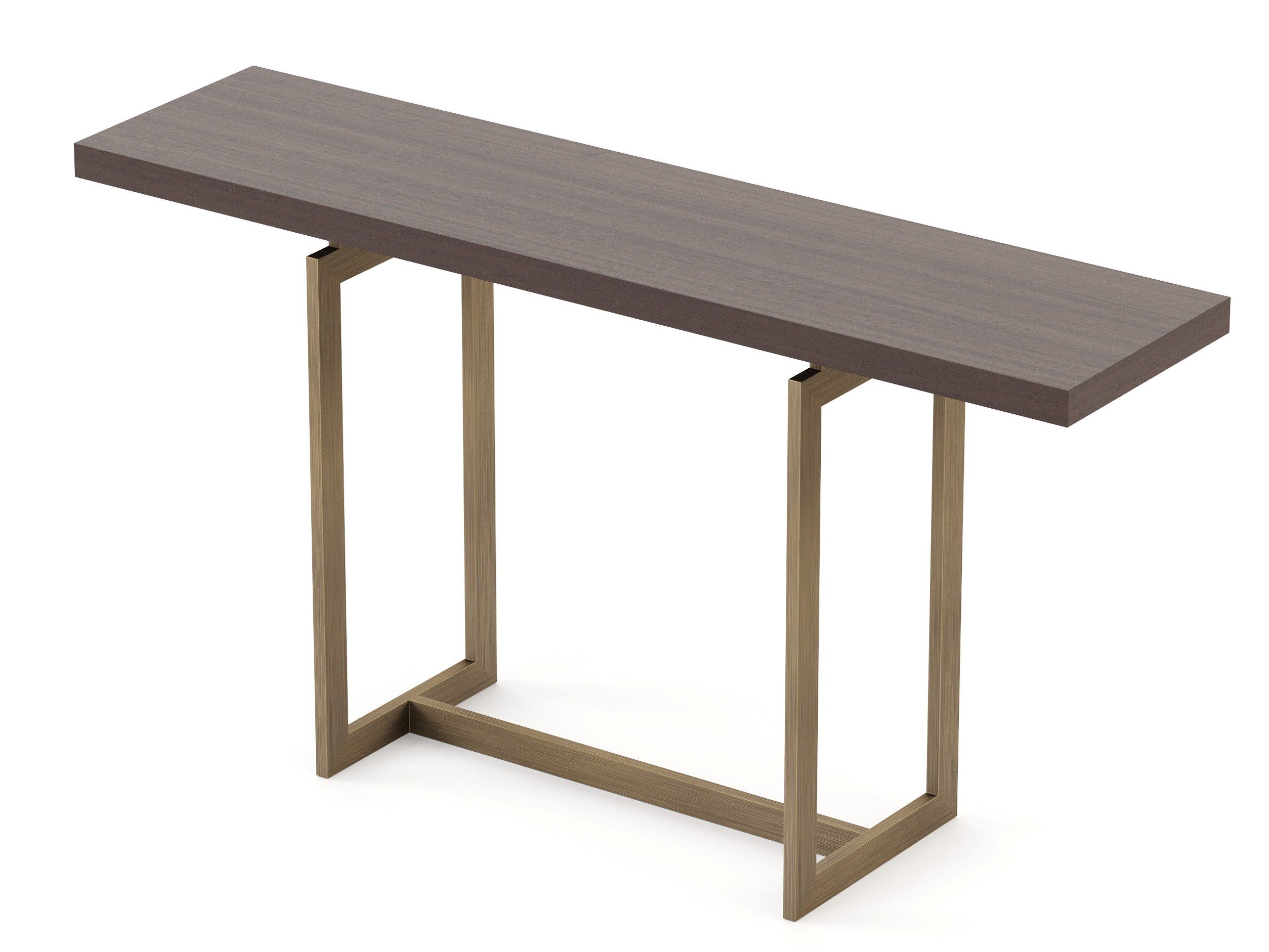 Лакированная прямоугольная консоль из латуни и дерева Stylish Club Fortune ARCH-00144604