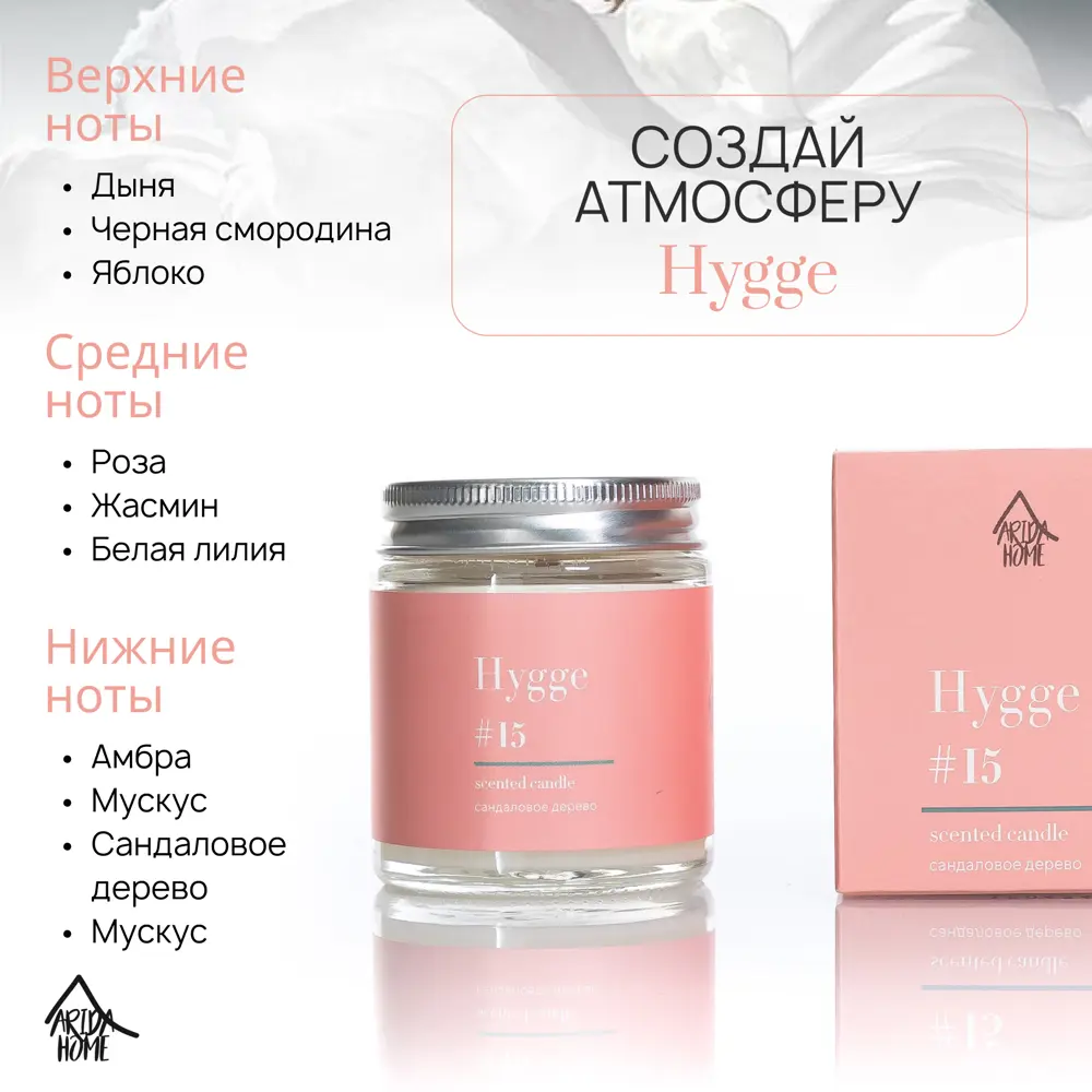 Свеча в стакане ароматизированная Arida Home Hyggen15 Сандаловое дерево STLM-2208963 - Вид №2