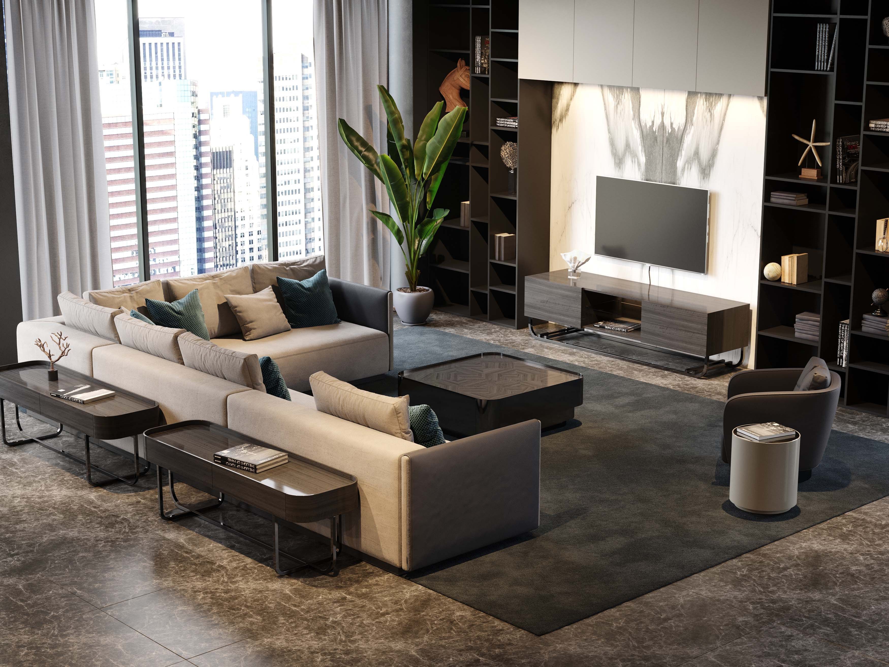 Прямоугольная консоль из шпона с ящиками Stylish Club His &amp ARCH-00129342 - Вид №6