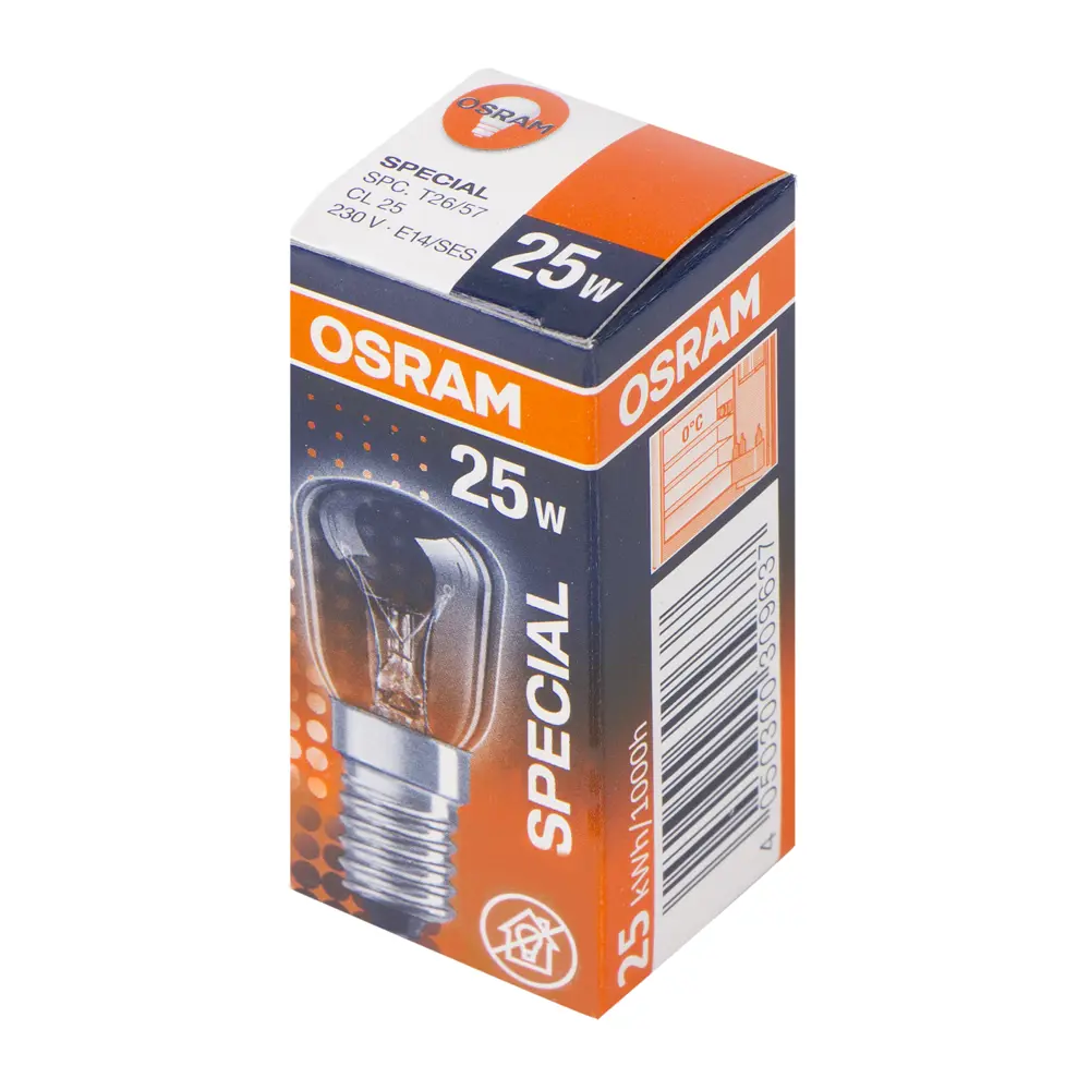 Лампа накаливания для холодильника Osram трубчатая T26/57 E14 25 Вт свет тёплый белый STLM-2117677 - Вид №2