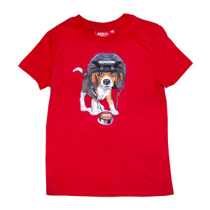 RM20037-110 RM20037 Футболка детская красная "Собака в шлеме" RED MACHINE