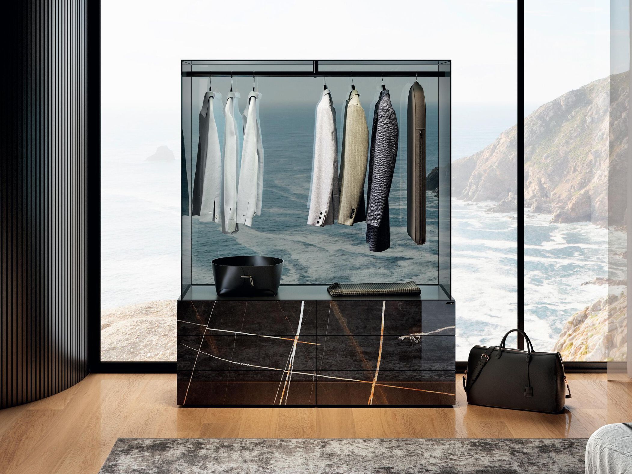 Модульный стеклянный шкаф с комодом Lago Air ARCH-00051915