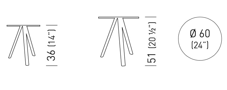 Низкий круглый журнальный столик из ламината с 3 ножками GABER NORMAN 3-POD LOW ARCH-00001780 - Вид №1