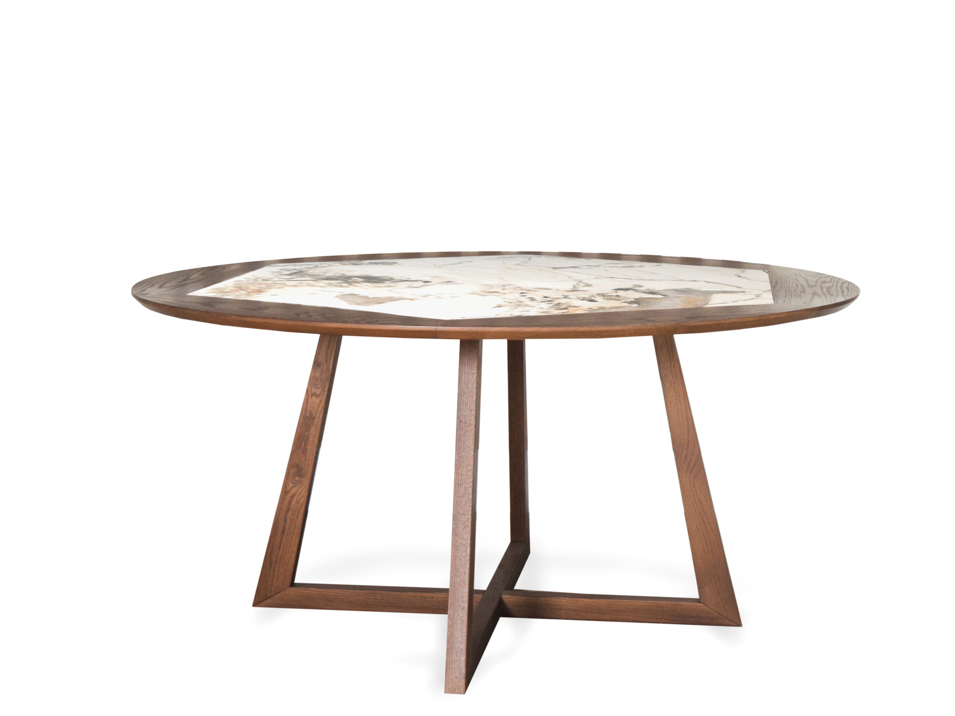 Круглый деревянный обеденный стол с мраморной столешницей ABLE CHARISSA R ARCH-00066026 - Вид №1