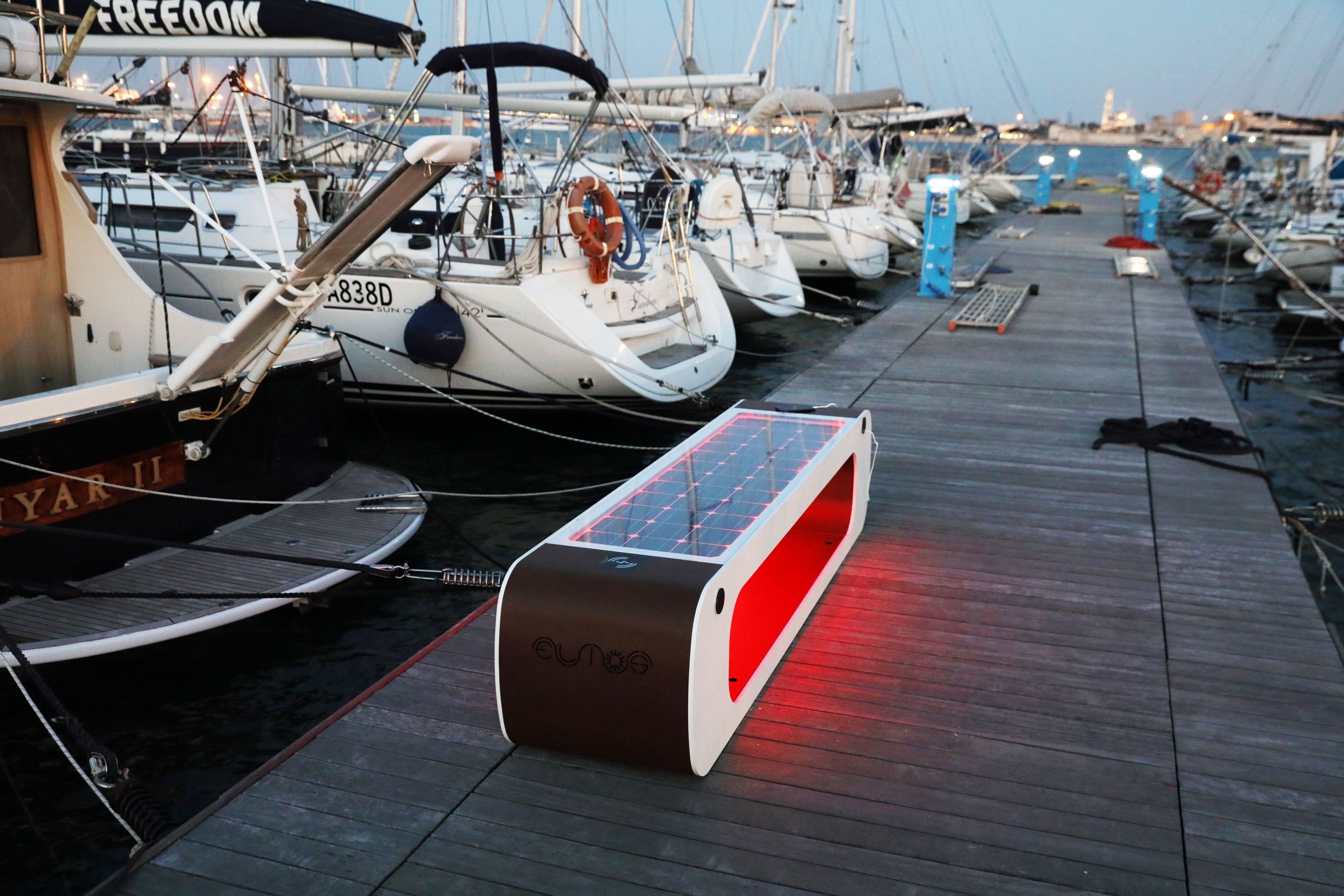 Стальная скамья без спинки с USB-разъемом со встроенным освещением CITYSì ELIOS ARCH-00072477 - Вид №17