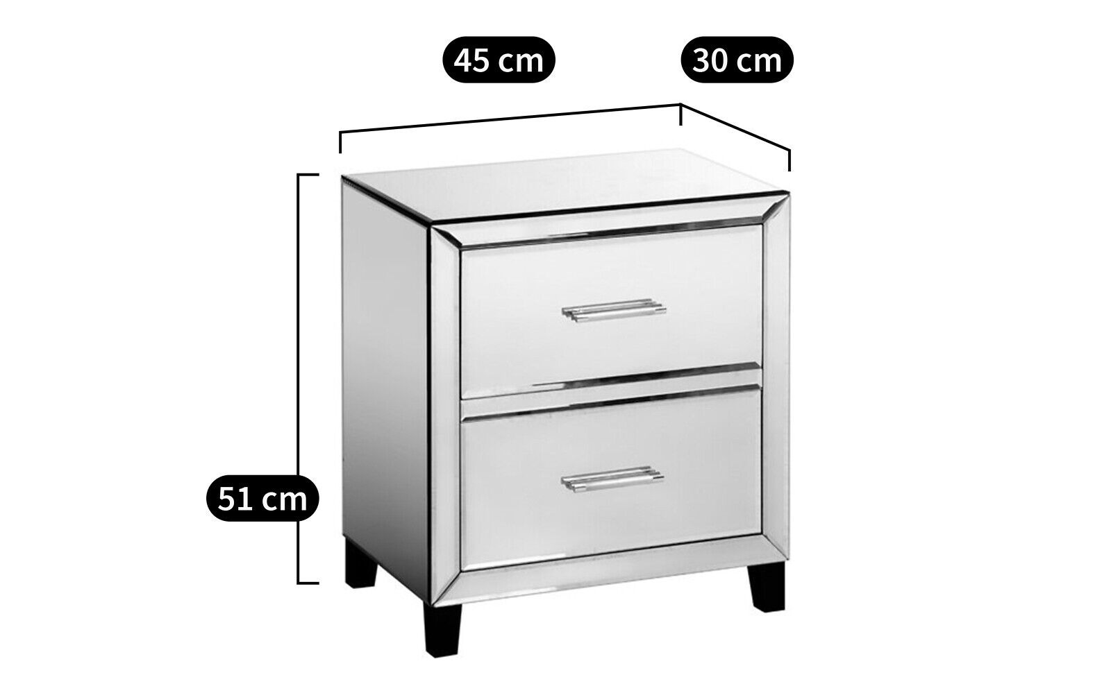 Прикроватная тумбочка из зеркального стекла с ящиками AMPM ALOUETTE ARCH-00123185 - Вид №1