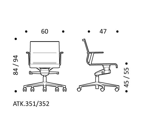 5 спиц подлокотник ткань поворотный операционный стул офис ICF Stick Chair ARCH-00098500 - Вид №3