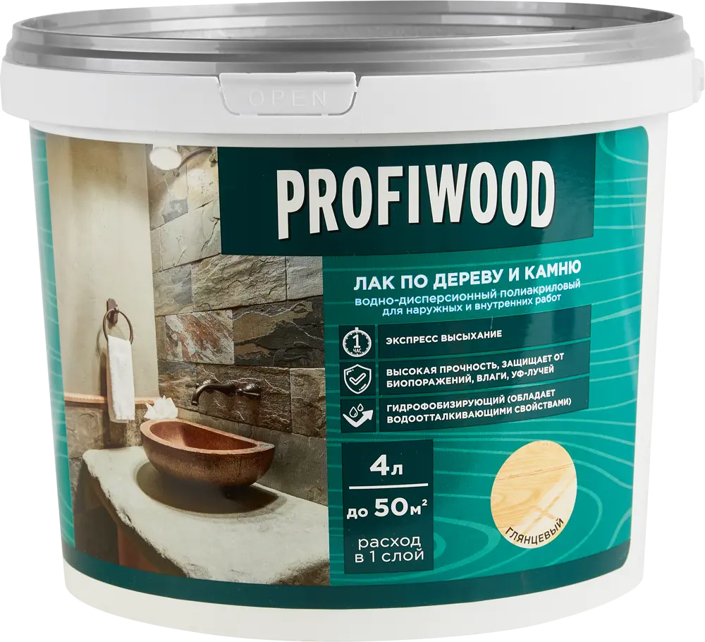 86798997 Лак для дерева и камня Profiwood 4.5 кг прозрачный STLM-0852509