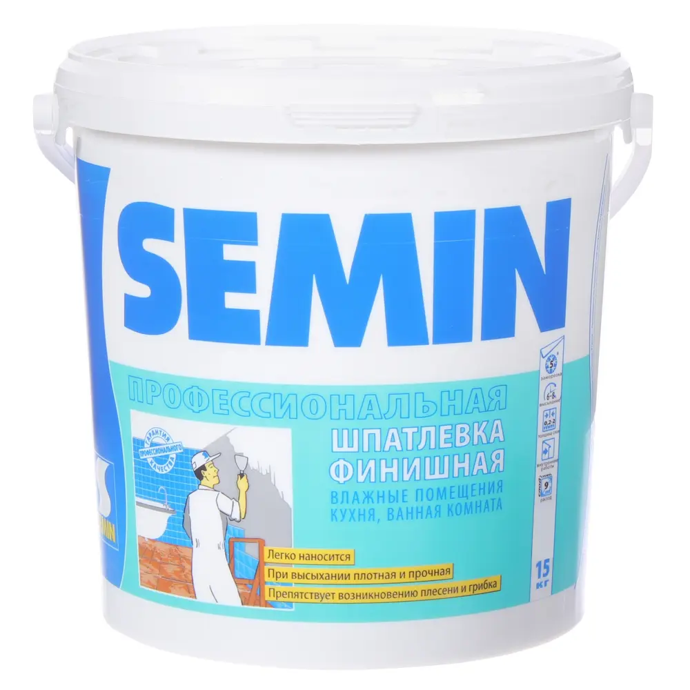 Шпатлевка финишная для влажных помещений Semin 15 кг STLM-2091780