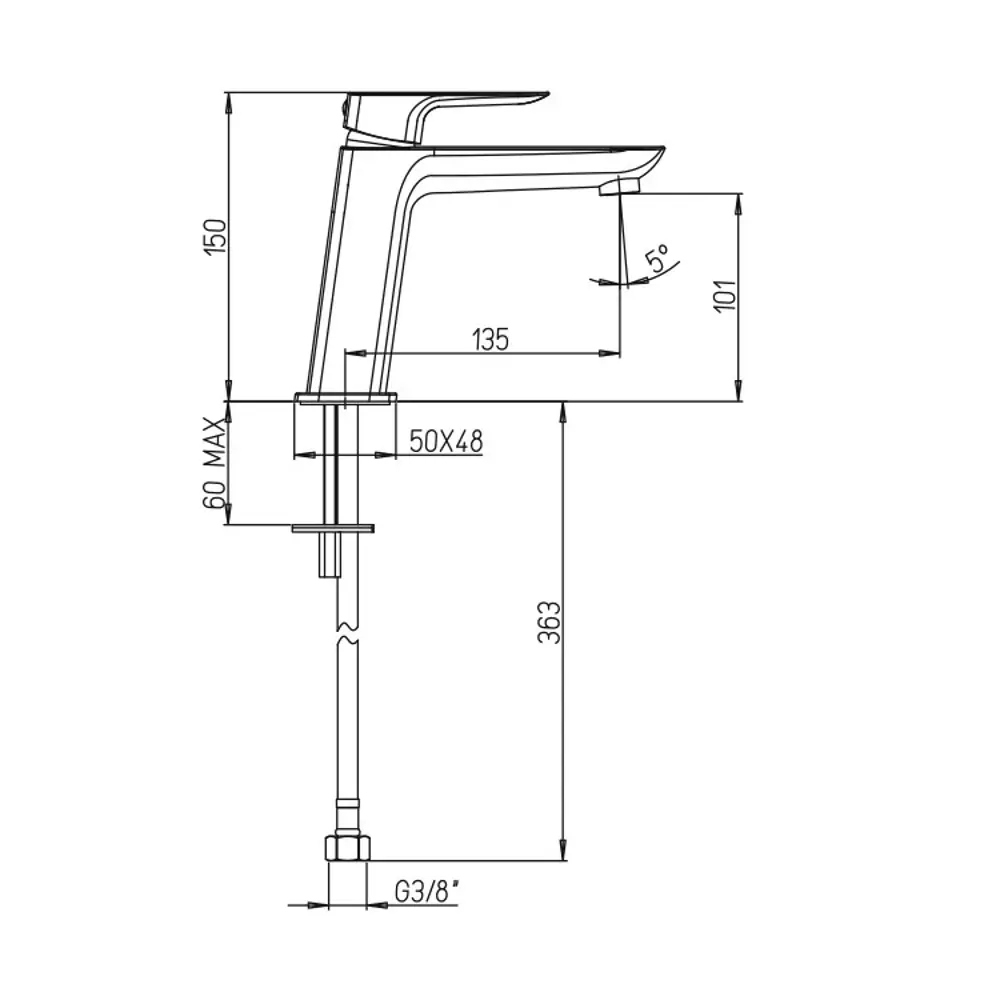 Смеситель для раковины Paini Nove однорычажный цвет хром STLM-2082851 - Вид №5