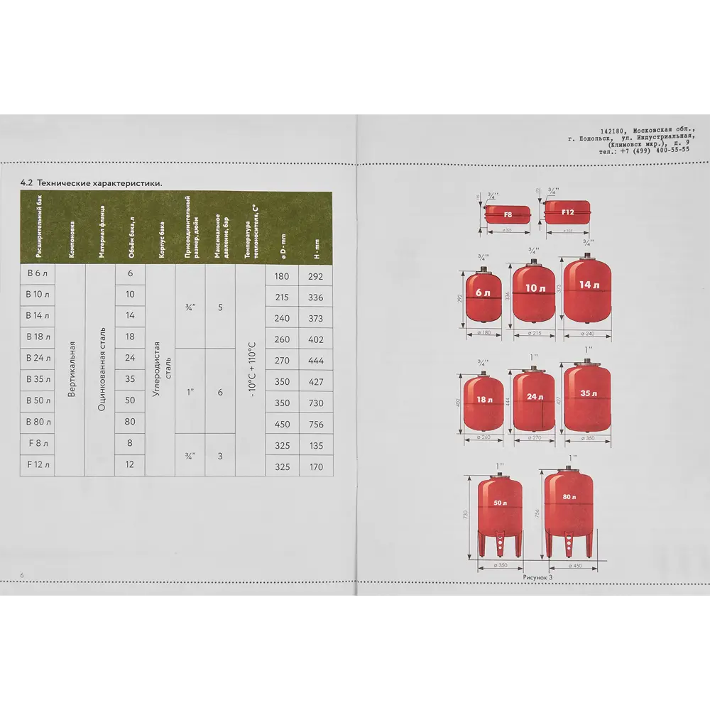 Расширительный бак 6 л фланец оцинкованная сталь Santreyd STLM-2038297 - Вид №6