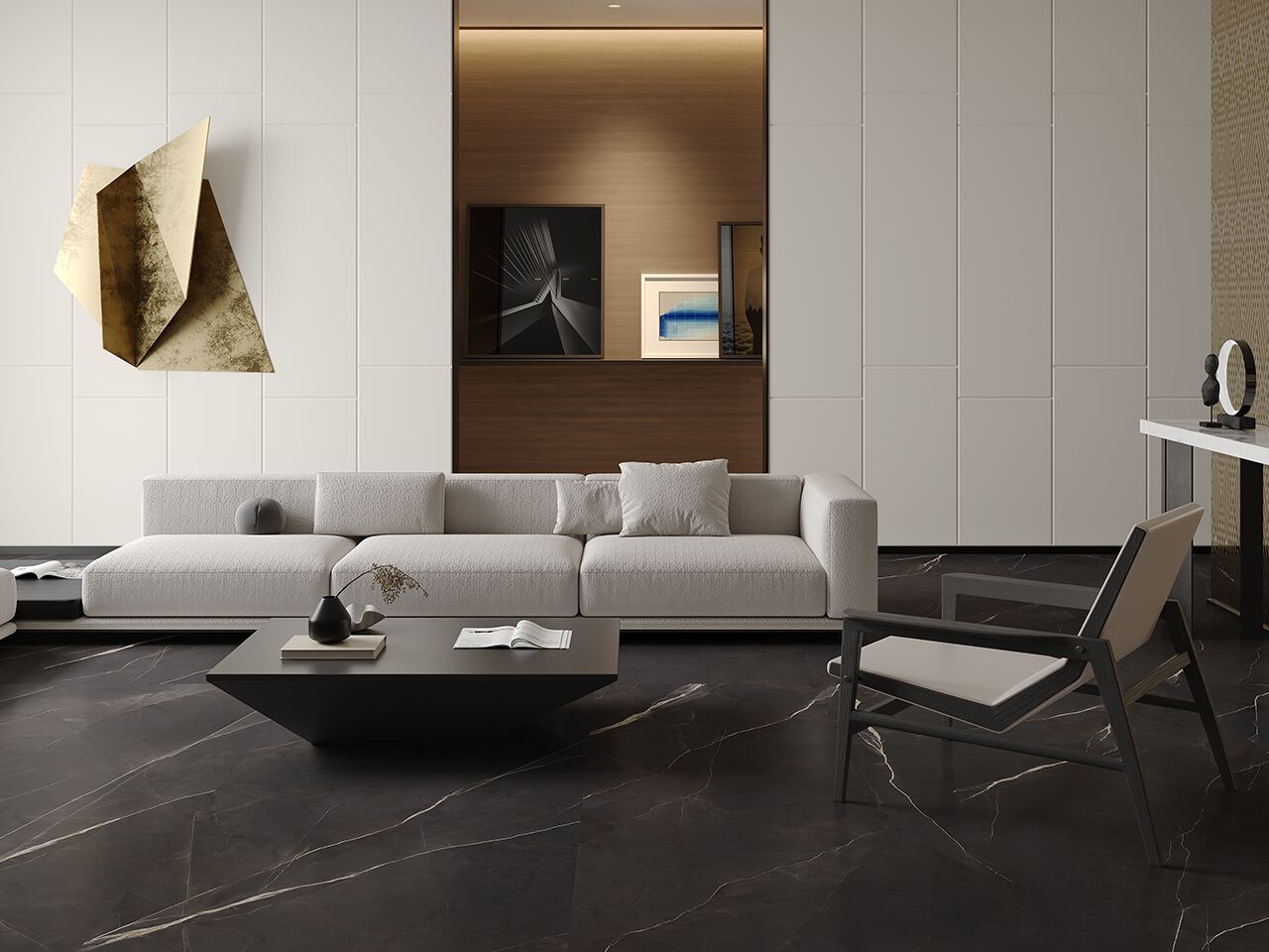 Мраморный пол / покрытие GANI MARBLE TILES CALACATTA BLACK ARCH-00005953