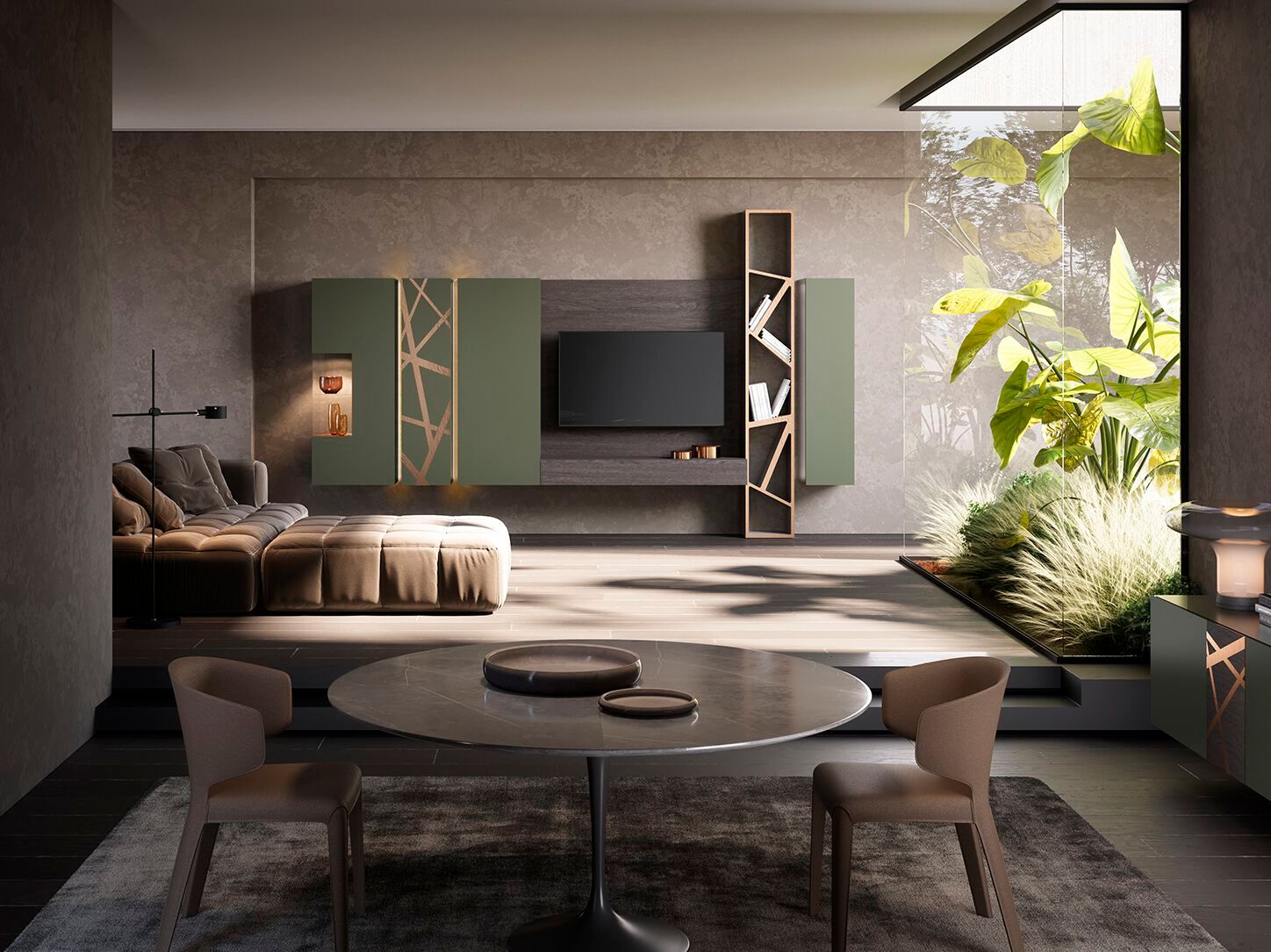 Деревянная секционная оборудованная стена Voltan барельеф ARCH-00079979 - Вид №4