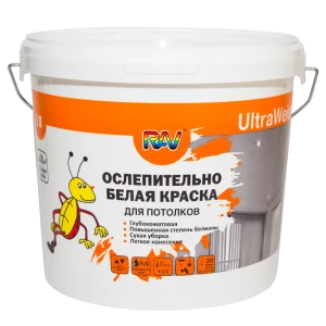 Краска для потолков Rav UltraWeiss матовая цвет белый 5 л