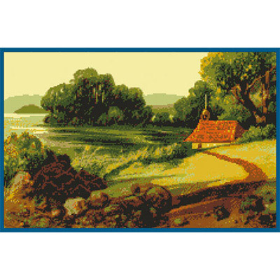 130х230кл Схема для вышивания цв. А3 ДК-142 "Домик у речки" Santreyd 