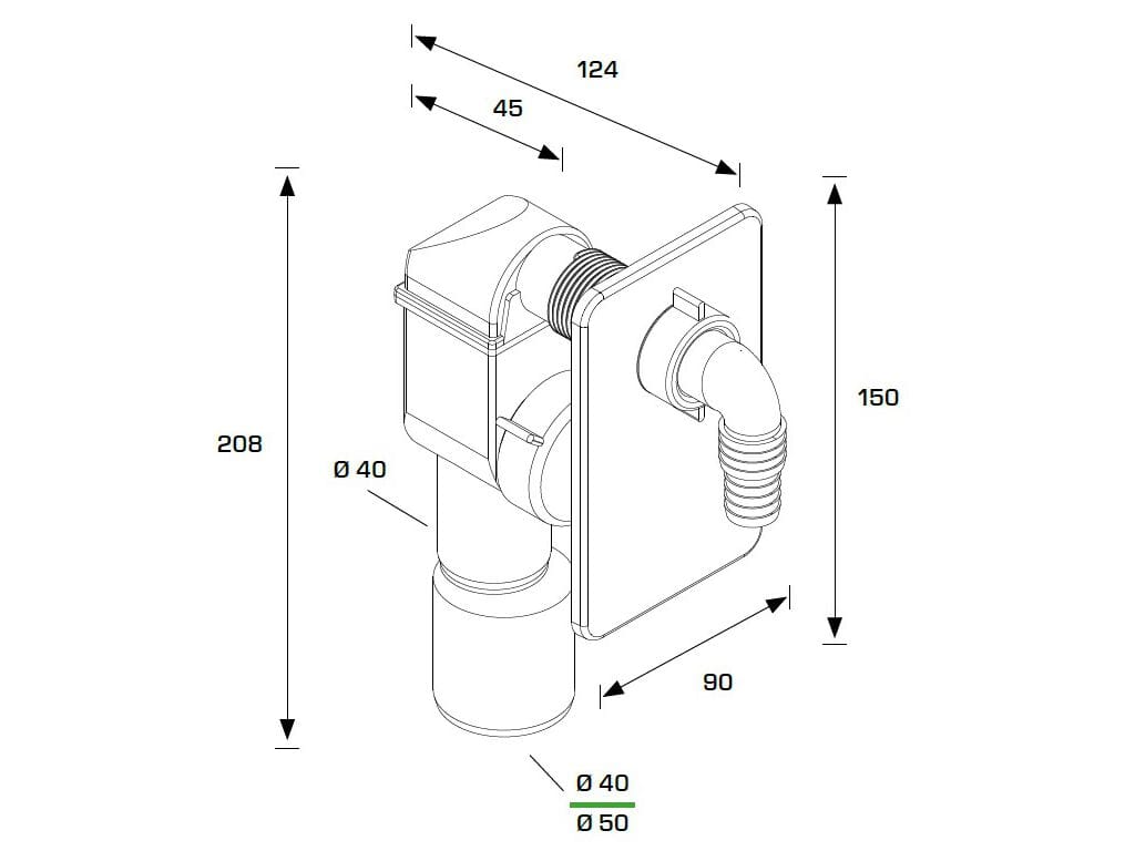 Встраиваемый сифон для стиральной машины или посудомоечной машины Bonomini Criollo ARCH-00003280 - Вид №1
