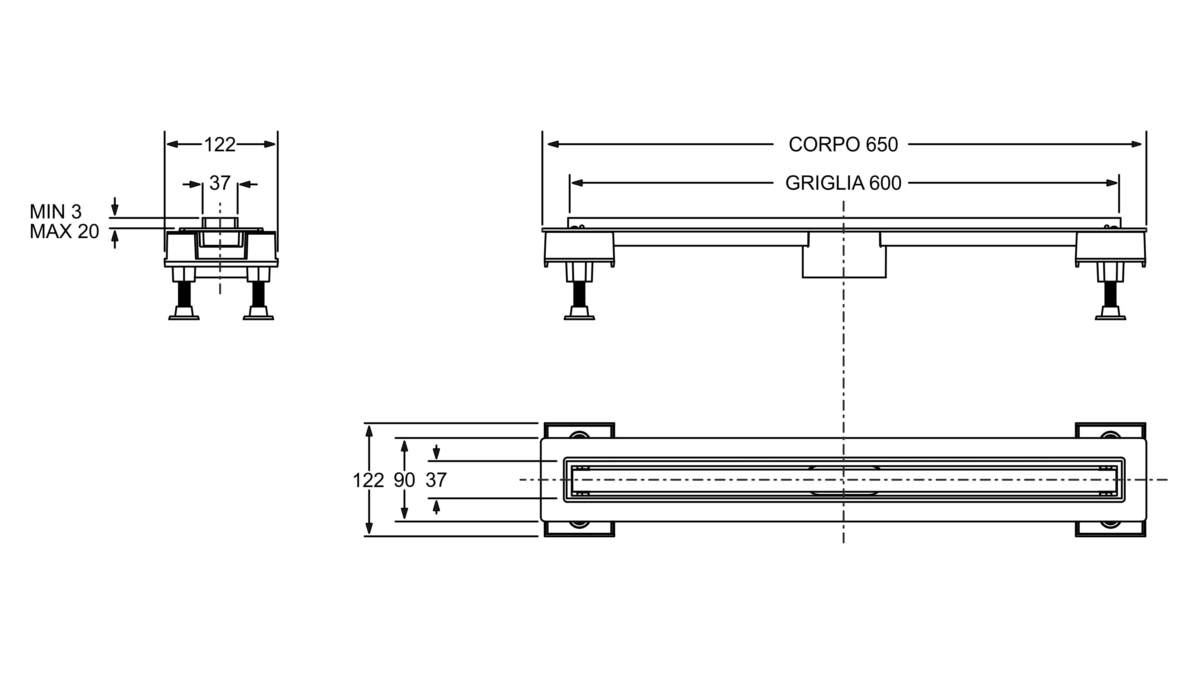 Слив для душа из нержавеющей стали Bonomini Canalissima ARCH-00005145 - Вид №2