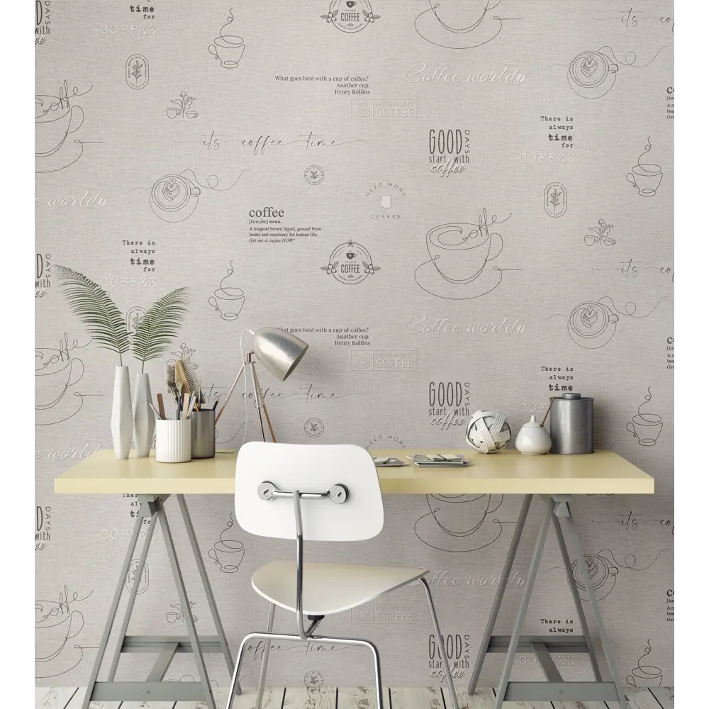 Обои флизелиновые Ateliero Café серые с цветочным узором в стиле кантри 89432673 STLM-1573657 - Вид №3