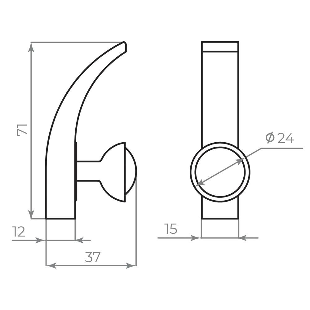 Крючок мебельный Ajax MB-LM/K-004 1.5x7.1x3.7 см цвет черный STLM-2103629 - Вид №5