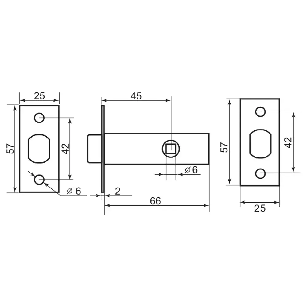 Задвижка межкомнатная Palladium 101, 66x57x25 мм, сталь/ЦАМ, цвет матовый никель STLM-2105975 - Вид №2