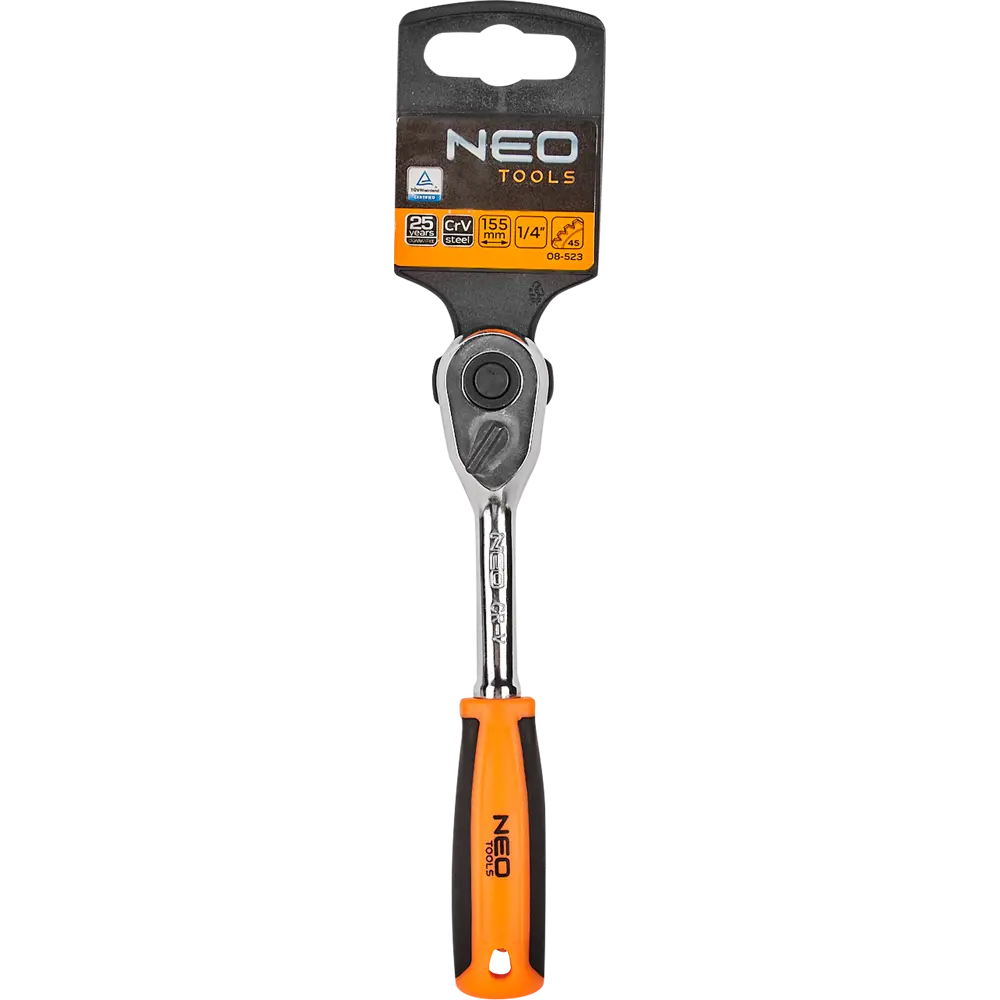 Ключ трещотка Neo tools 08-523 1/4 дюйма 155 мм 45 зубцов STLM-2111290 - Вид №2