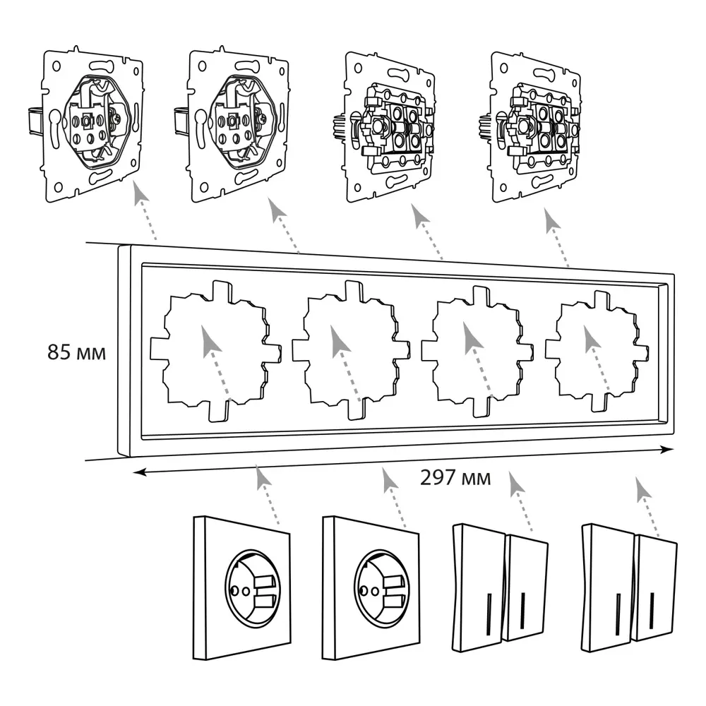 Рамка для розеток и выключателей Lezard Zima 4 поста цвет слоновая кость STLM-2203611 - Вид №5