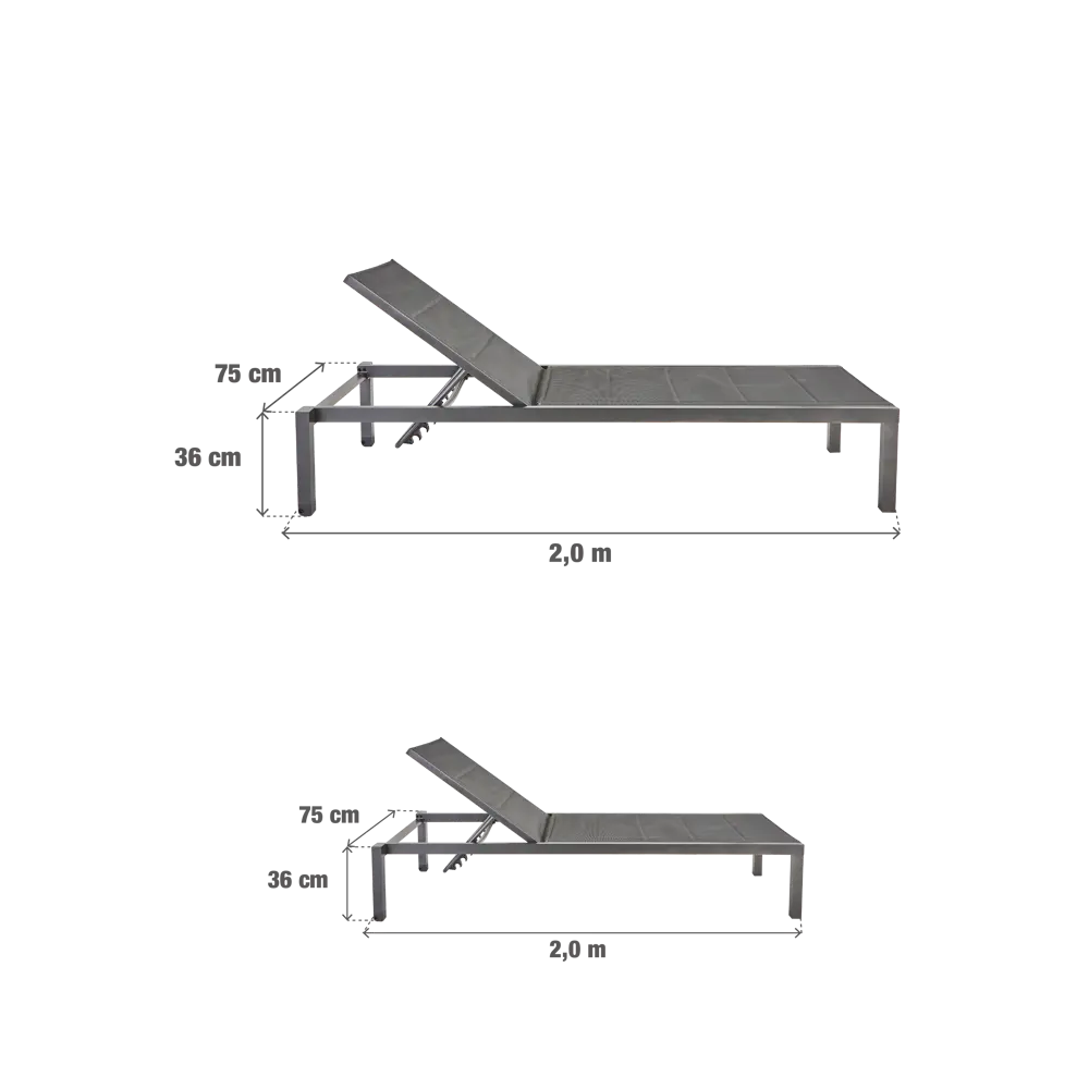 Шезлонг Naterial Aquila II 200x36x75 см алюминий/текстилен серый STLM-2204471 - Вид №17