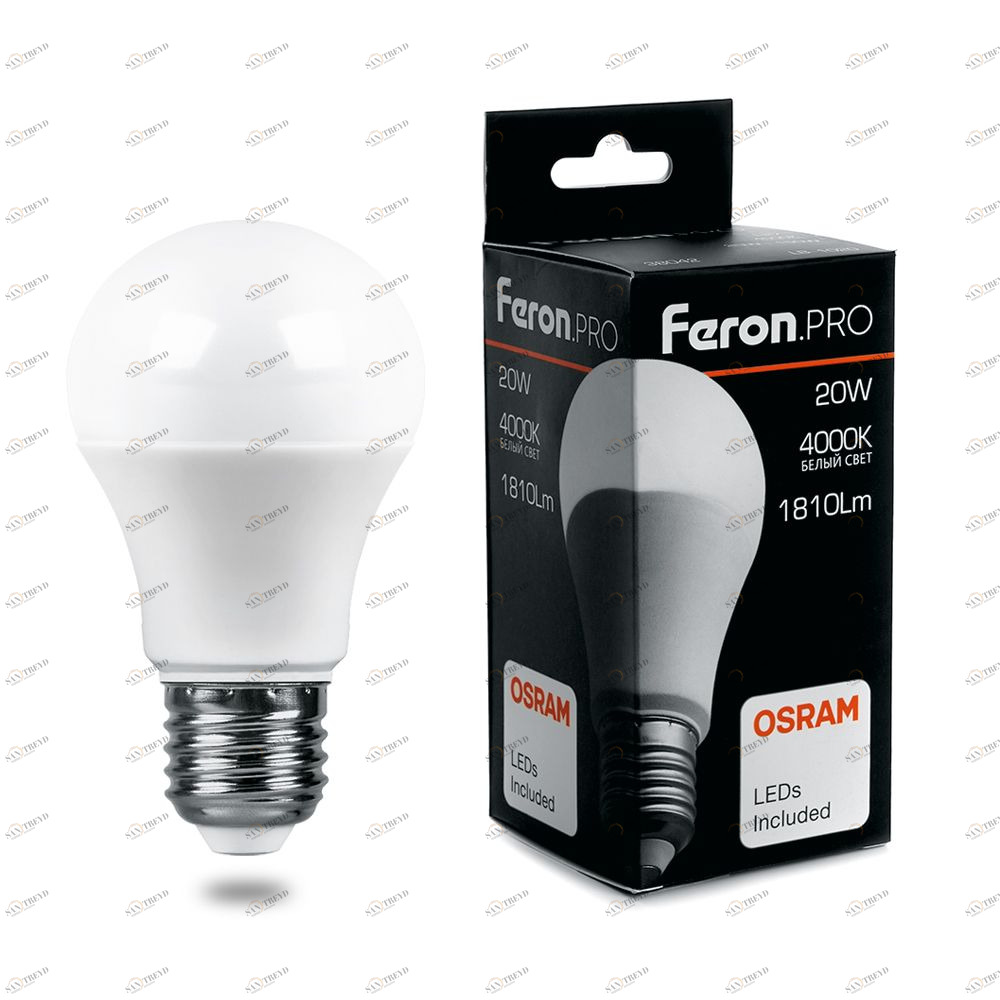 Лампа светодиодная Feron.PRO "Шар" E27 20W 4000K OSRAM LED LB-1020 38042 FERON  00-3956720 Матовый 
