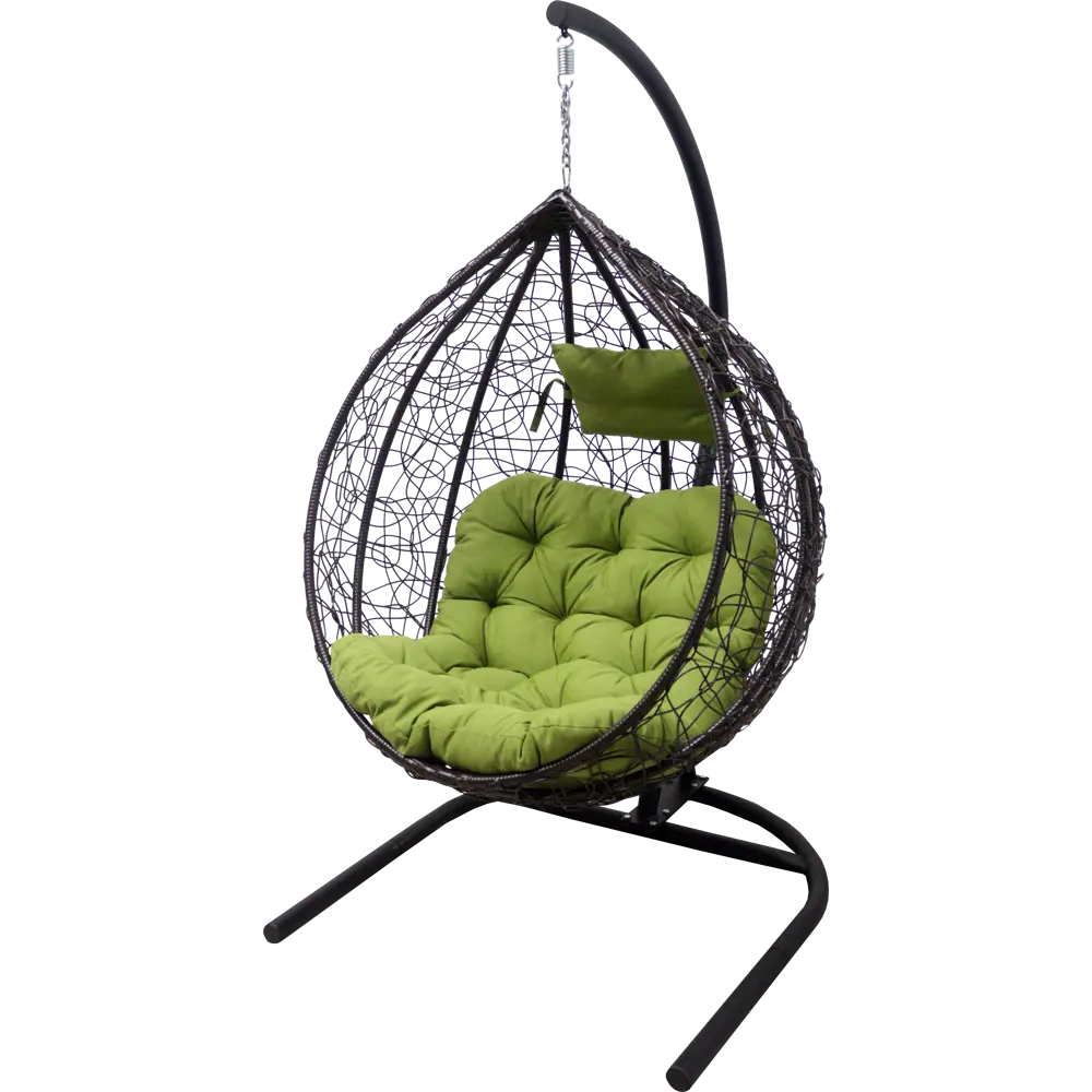 Кресло подвесное с опорой Veil 102x200x126 см, искусственный ротанг, тёмно-коричневый/оливковый 82841551 STLM-2181779 Santreyd VE002
