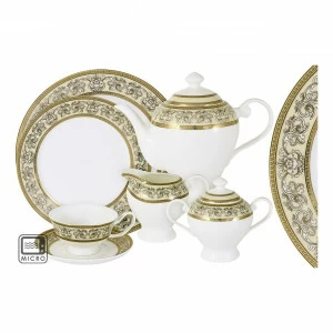 Сервиз чайный фарфоровый белый с золотым на 12 персон, 40 предметов "Престиж" ANNA LAFARG EMILY ПРЕСТИЖ 00-3946880 Белый;золото