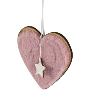 Украшение ёлочное «Сердечко», 11 см, дерево, цвет розовый