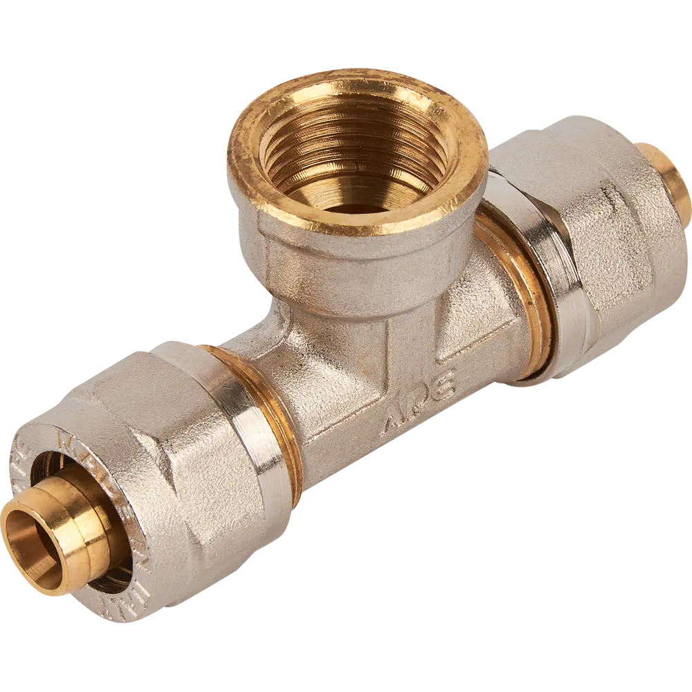 Тройник обжимной Stout для металлопластиковых труб 16x1/2"x16 мм 82306105 STLM-0024309