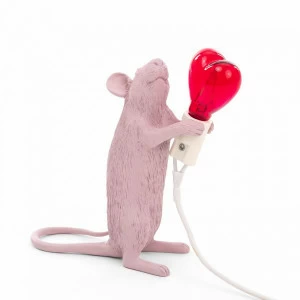 Настольная лампа 14,5х6 серая Mouse Lamp Love Edition 14884SV SELETTI ЖИВОТНЫЕ, МЫШЬ 00-3882461 Розовый