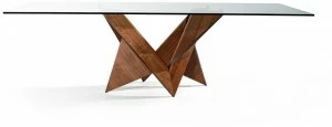 Reflex Прямоугольный обеденный стол из дерева и стекла Mathematique