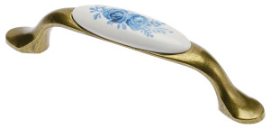 90829777 Ручка мебельная керамика дуга 96 мм UP-WP0728-РA (синяя роза) старое золото STLM-0402585 GTV