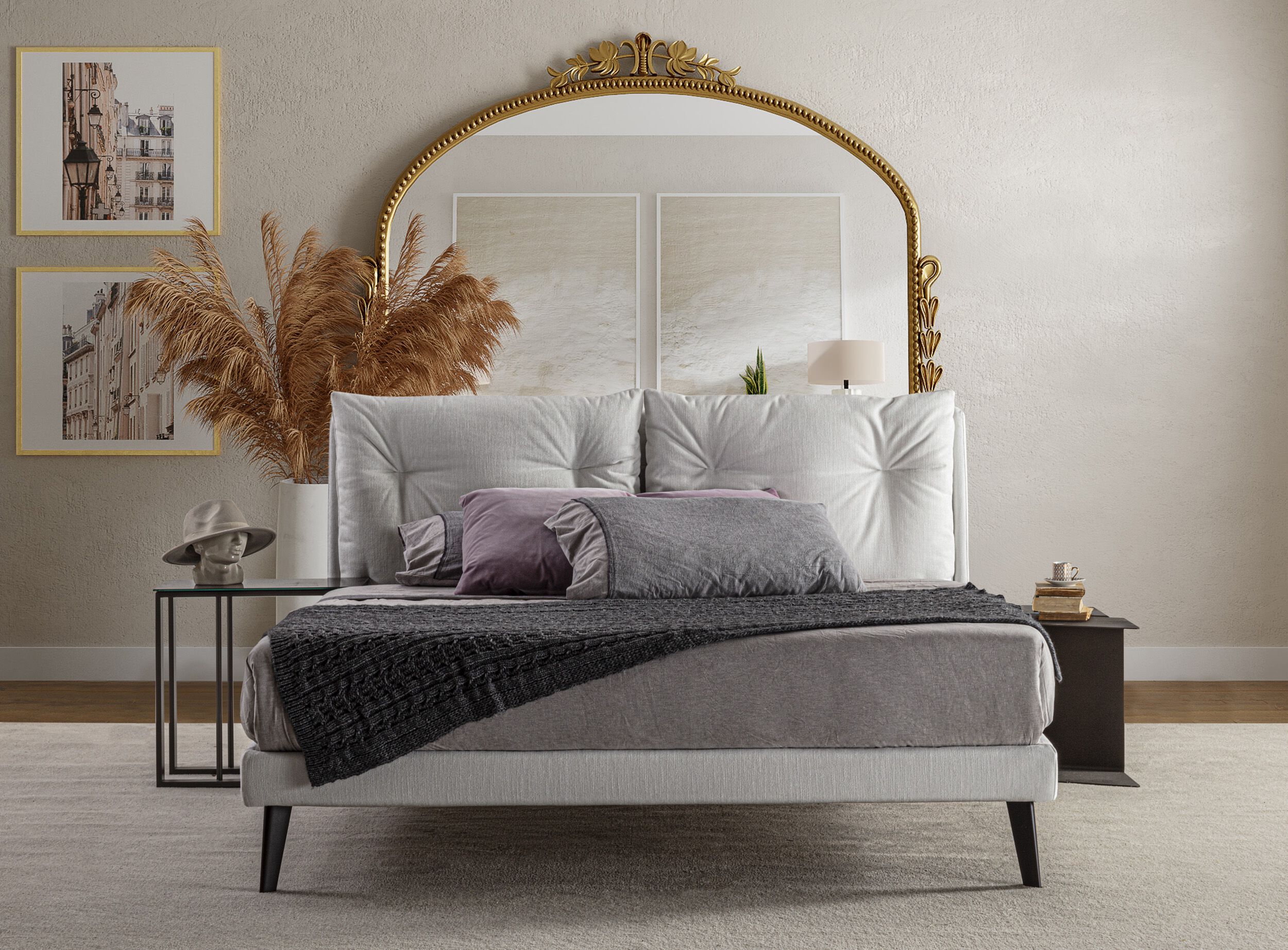 Съемная двуспальная кровать из ткани с мягким изголовьем GRUPPO FOX ночь Фокса ARCH-00123399 - Вид №2