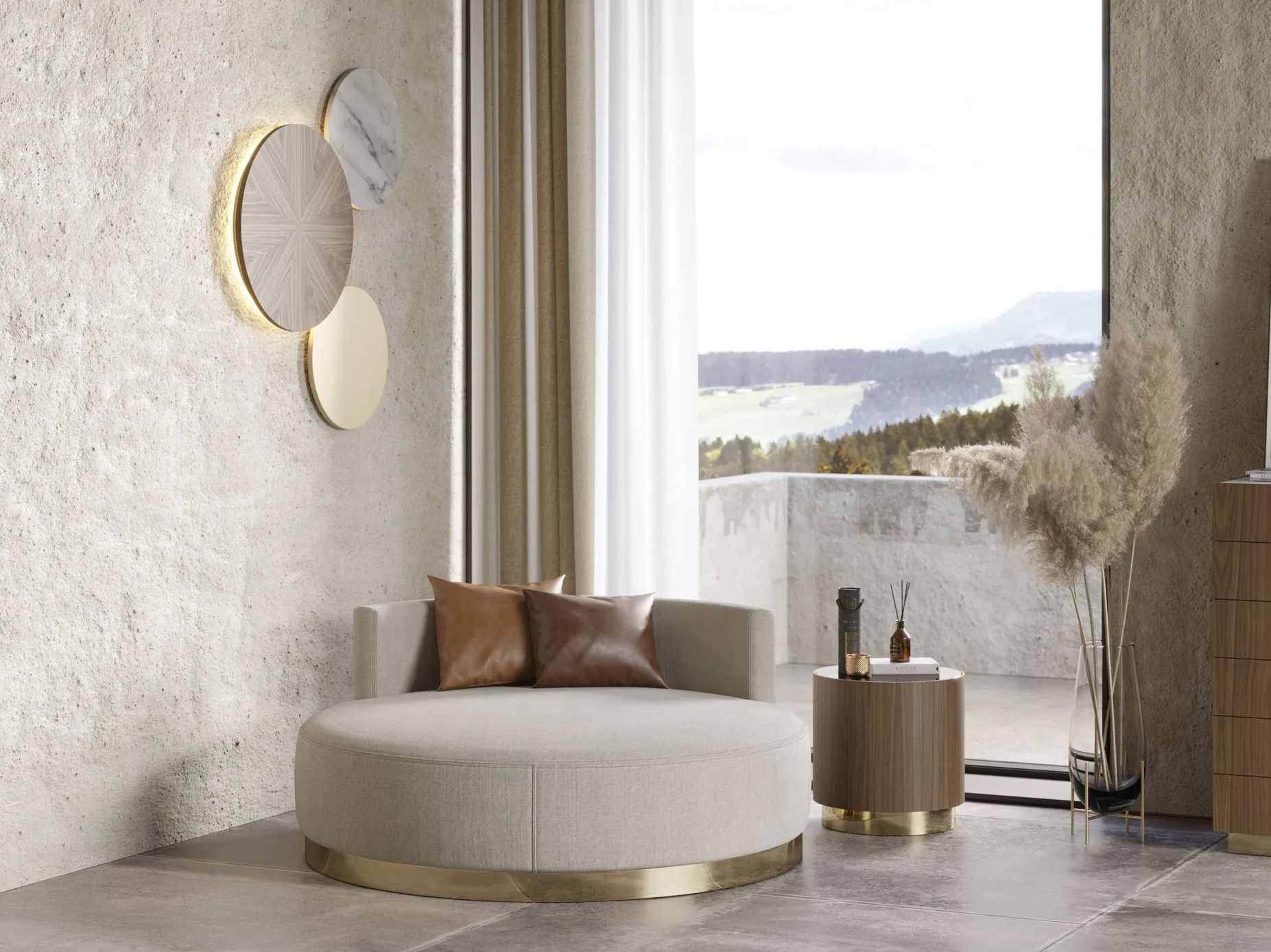 Круглый бархатный пуф Laskasas SCARLET ARCH-00049147 - Вид №4