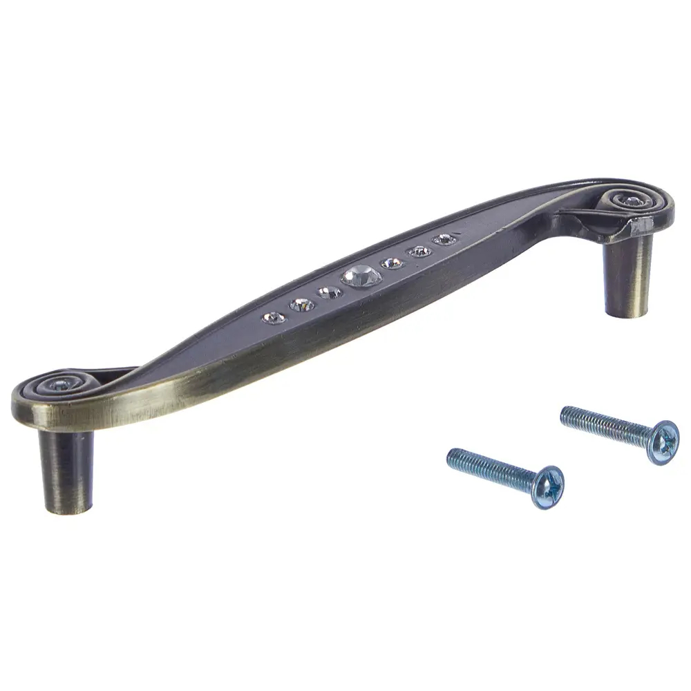 Мебельная ручка-скоба Kerron с кристаллами 128 мм бронза STLM-2155436 - Вид №1