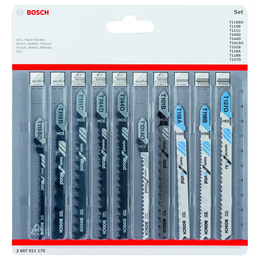 Набор пилок для лобзика по дереву и металлу Bosch 2607011170, 10 шт BOSCH PROFESSIONAL STLM-2028718