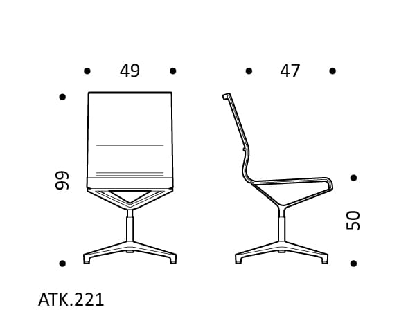 4 спицы подлокотник сетка поворотный операционный стул ICF Stick Chair ARCH-00021016 - Вид №2